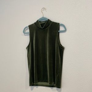 Jcrew green velvet, high neck sleeveless top